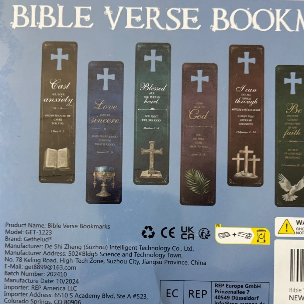 Blue Bible Verse Bookmarks - 120 Double-Sided Bookmarks